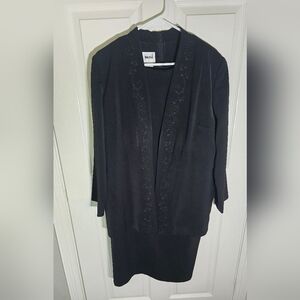 Leslie Faye Womens Black Dress and Jacket Combo 14 Petite